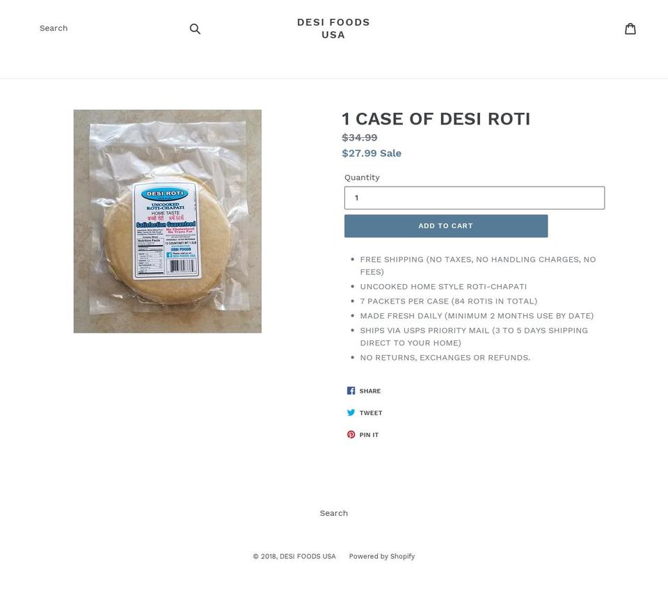 desifoodsusa.com shopify website screenshot