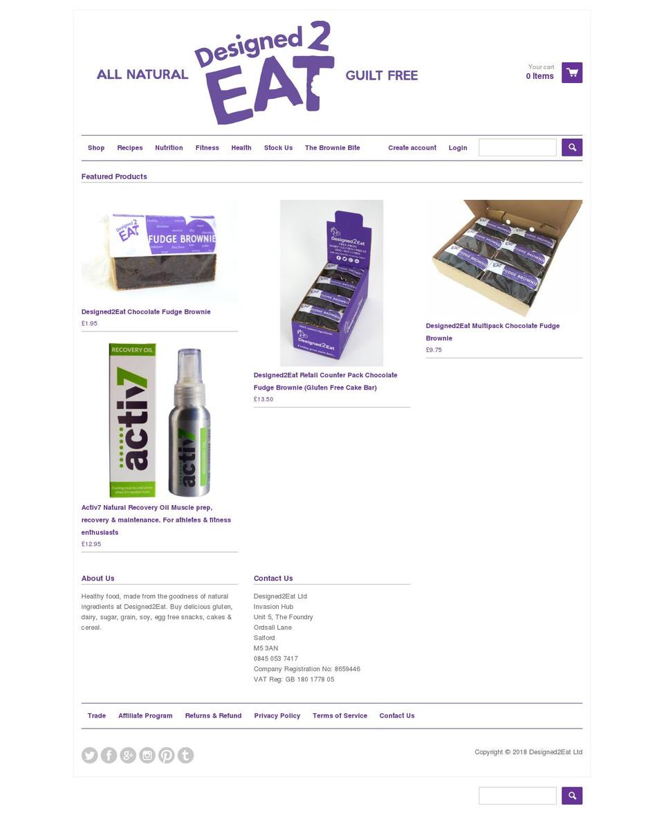 designed2eat.co.uk shopify website screenshot