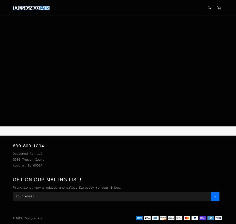 designedair.com shopify website screenshot