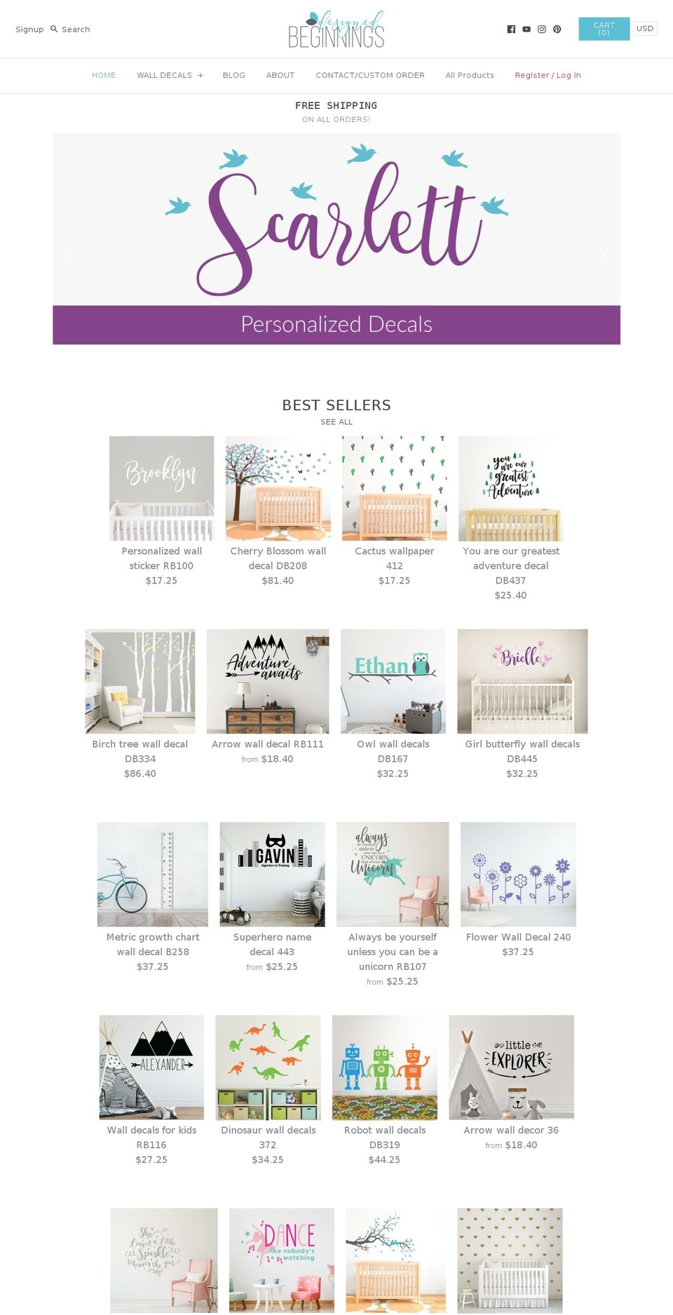 designedbeginnings.com shopify website screenshot