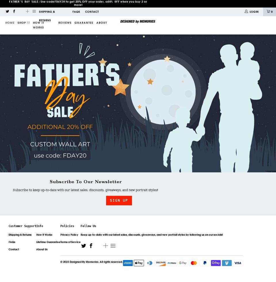 designedbymemories.com shopify website screenshot