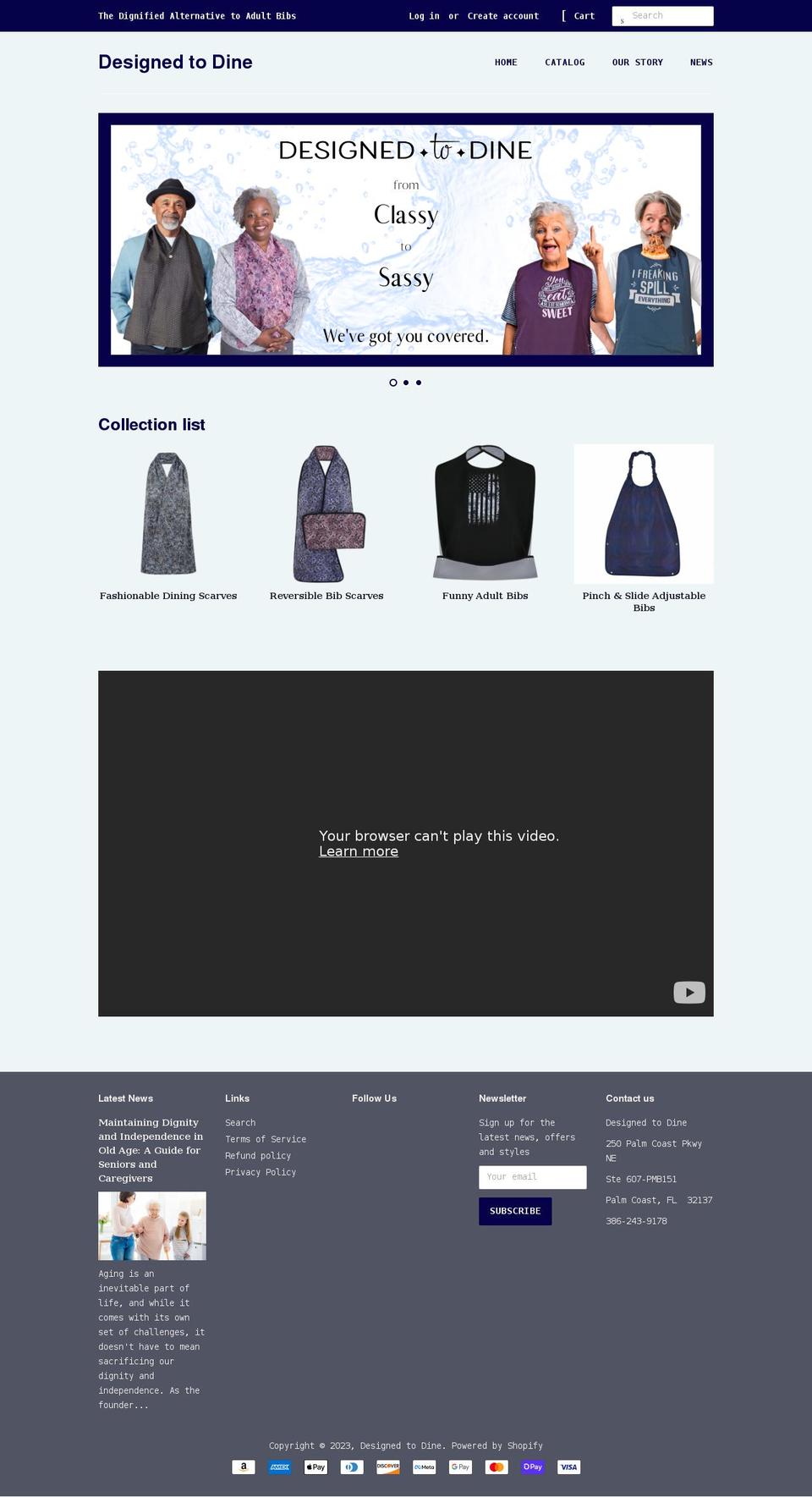 designedtodine.com shopify website screenshot