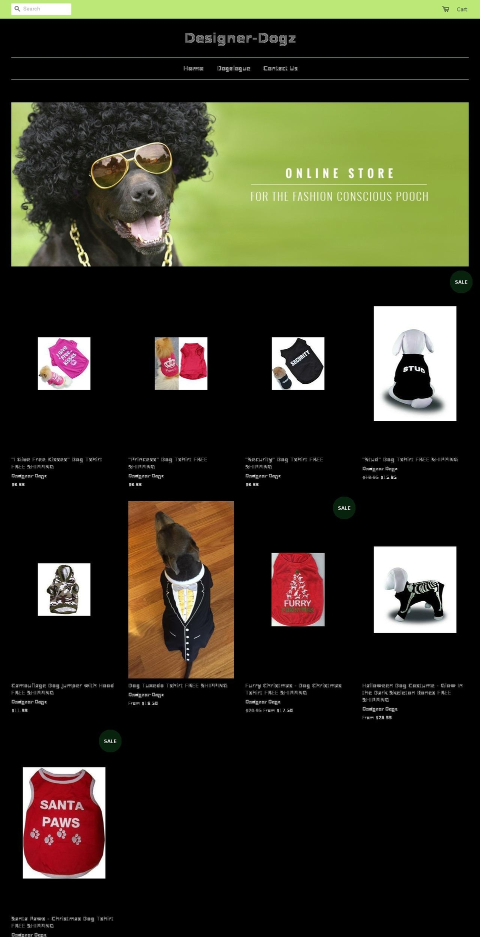 designer-dogz.com shopify website screenshot