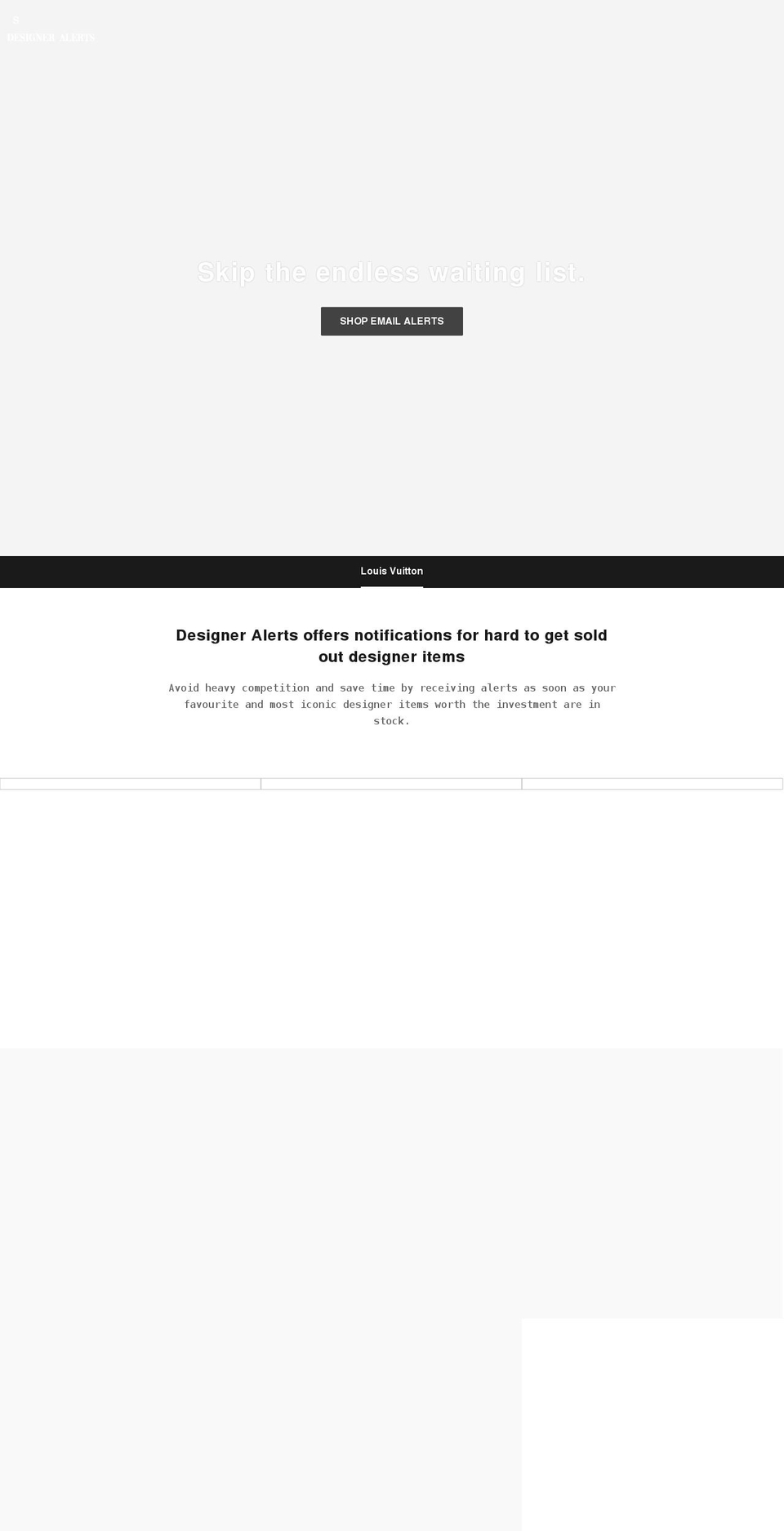designeralerts.shop shopify website screenshot