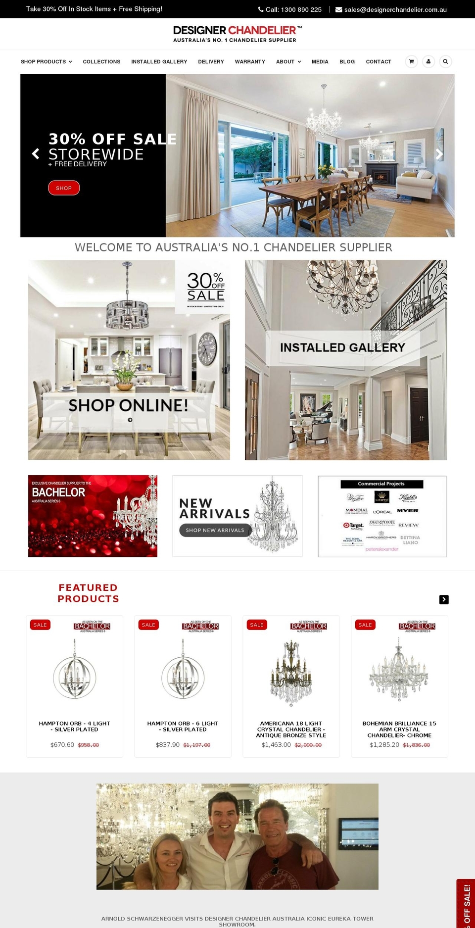 designerchandeliers.com.au shopify website screenshot