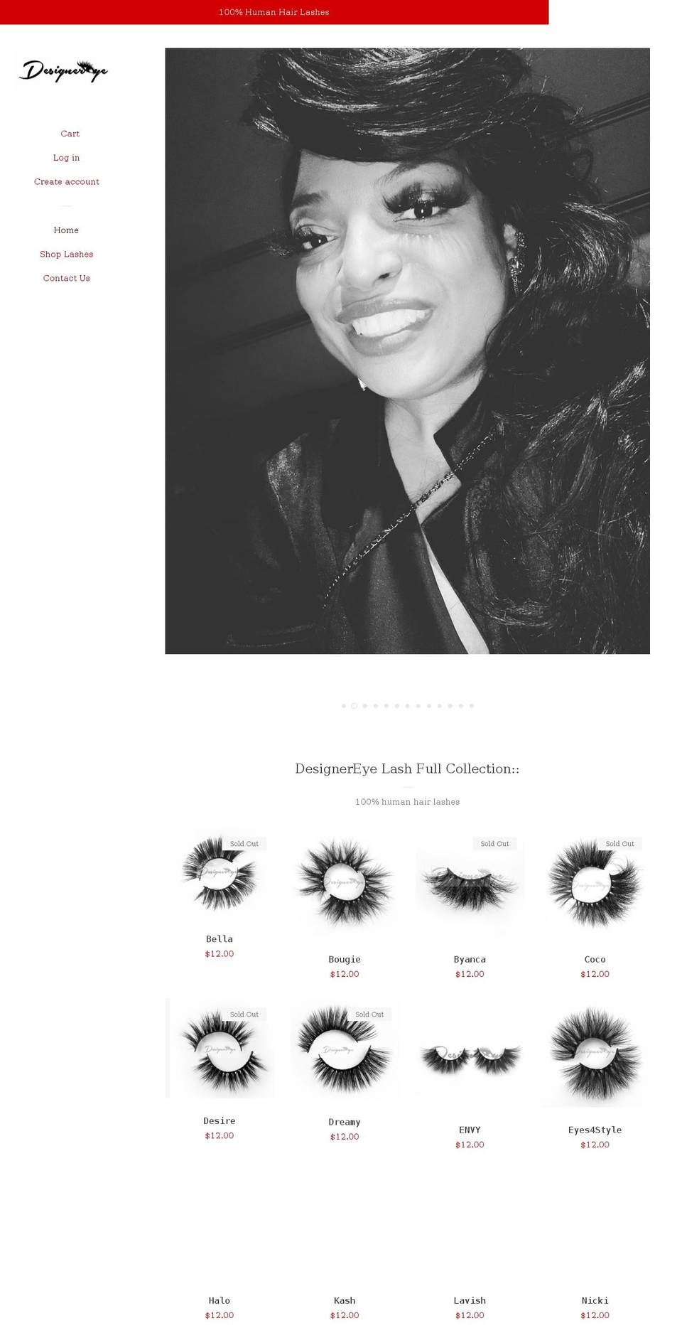 designereyelash.com shopify website screenshot