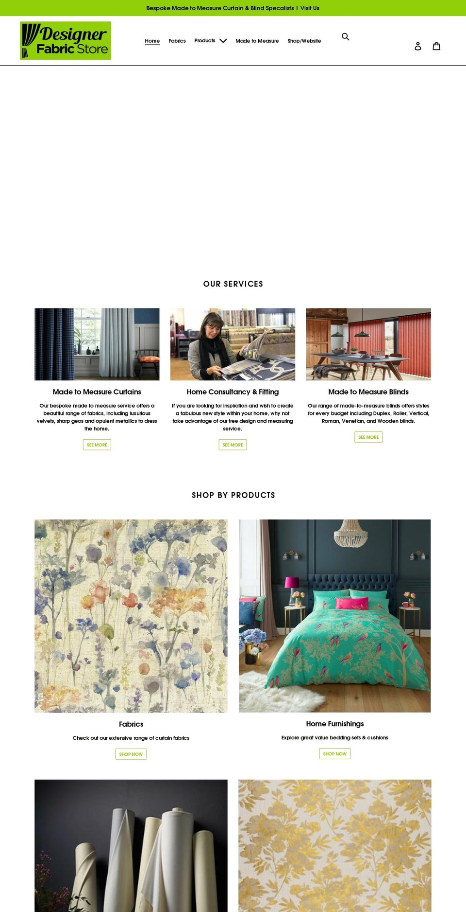 designerfabricstore.co.uk shopify website screenshot