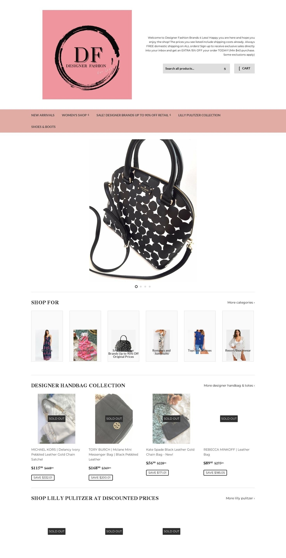 designerfashionbrandsforless.com — Shopify storefront screenshot