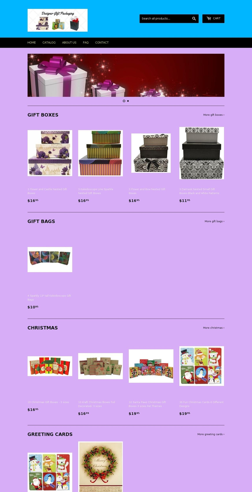 designergiftpackaging.com — Shopify storefront screenshot