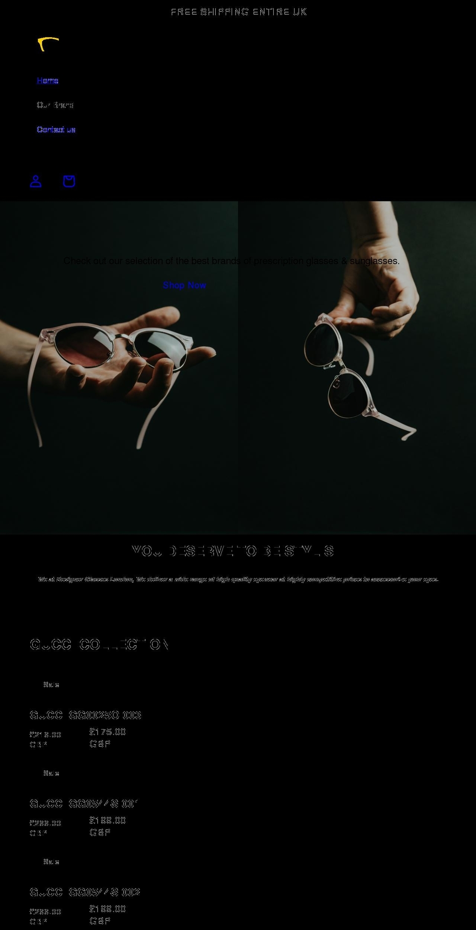 designerglasseslondon.com shopify website screenshot