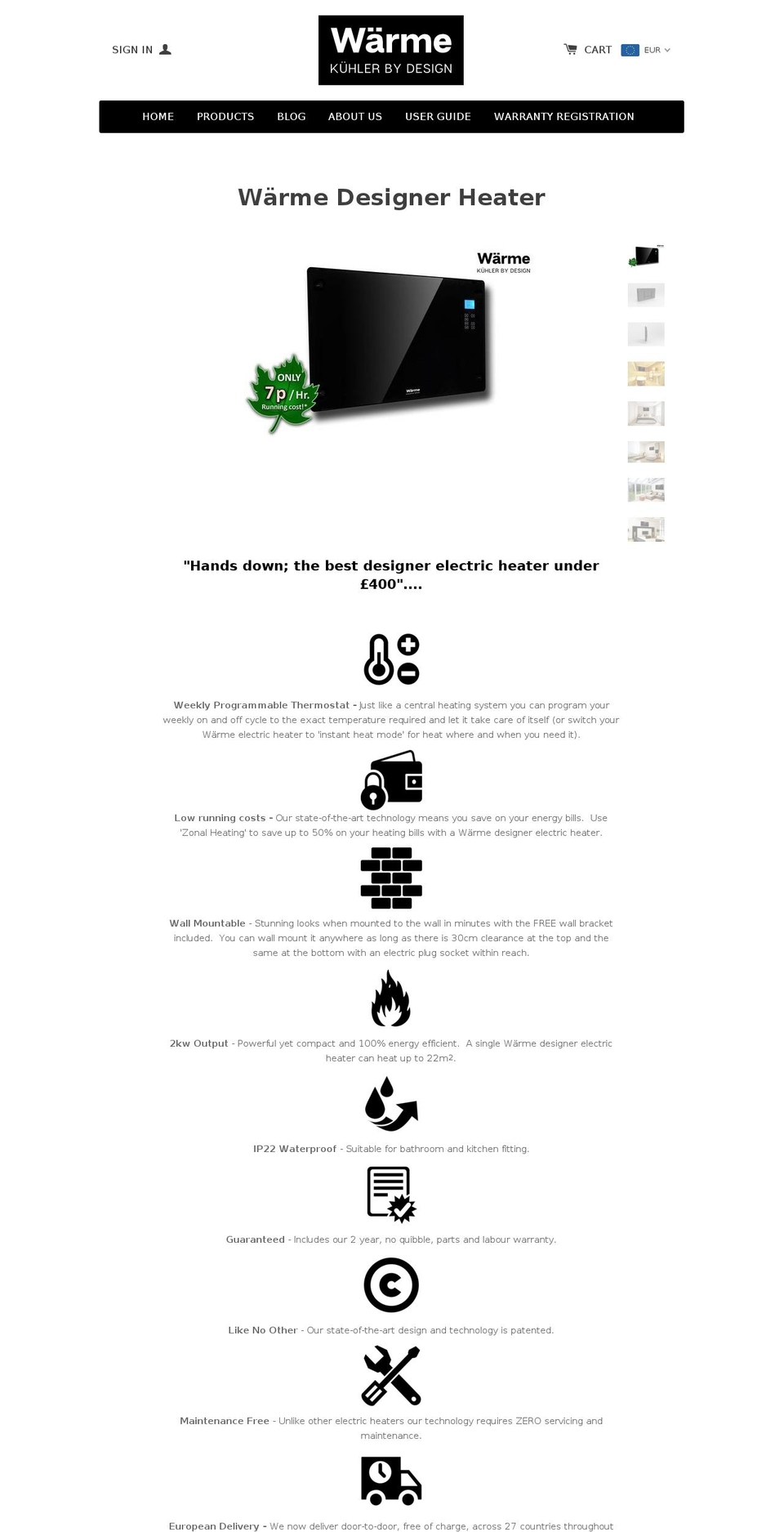 designerheater.com shopify website screenshot