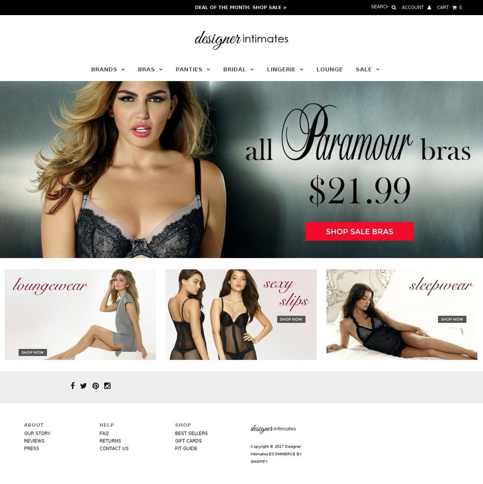 designerintimates.com shopify website screenshot