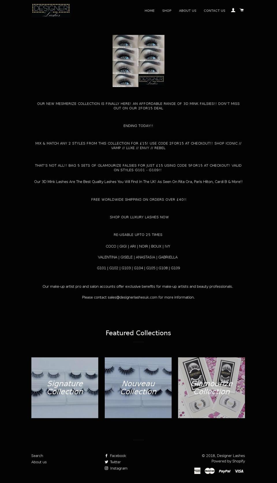 designerlashesuk.com — Shopify storefront screenshot