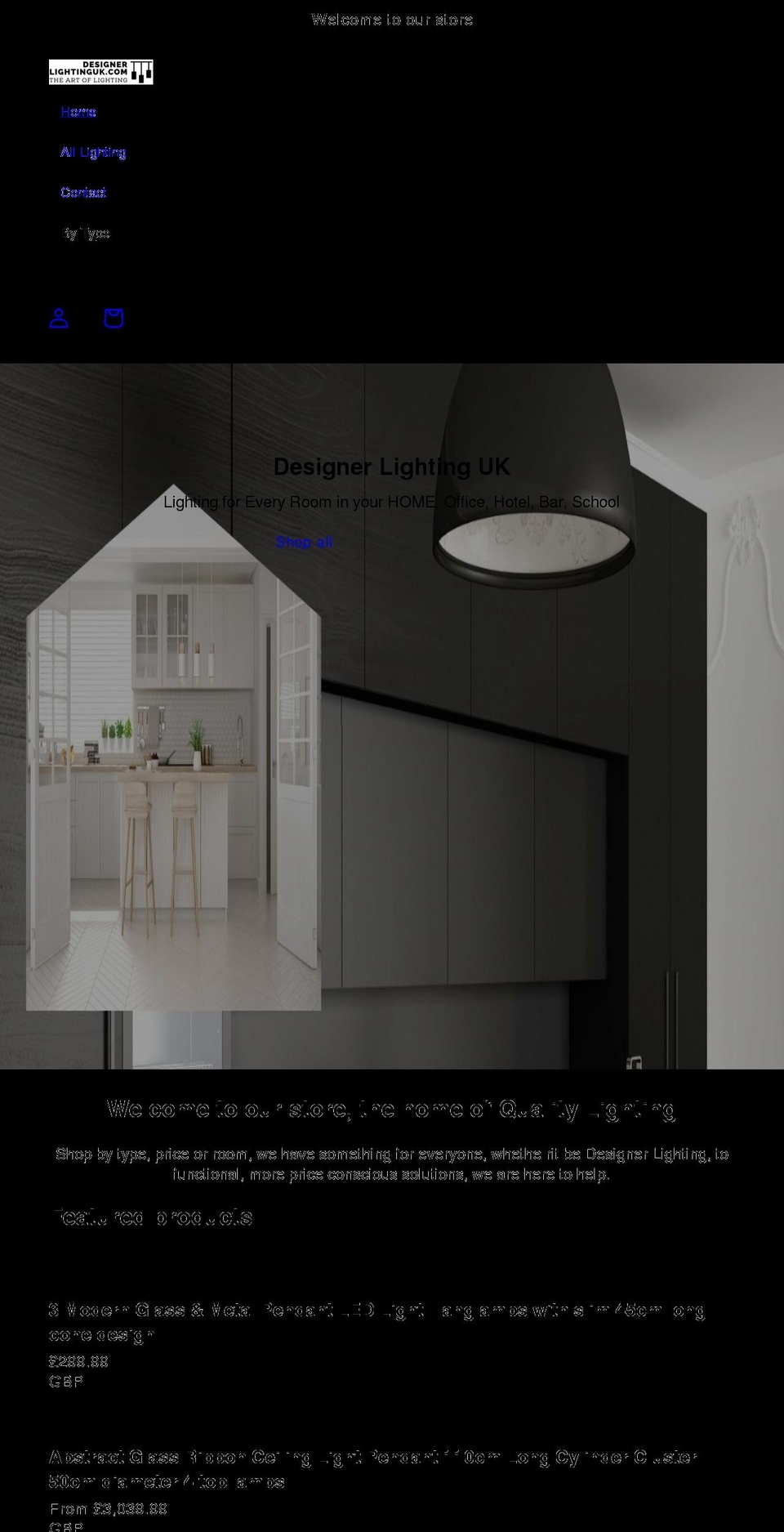 designerlightinguk.com shopify website screenshot