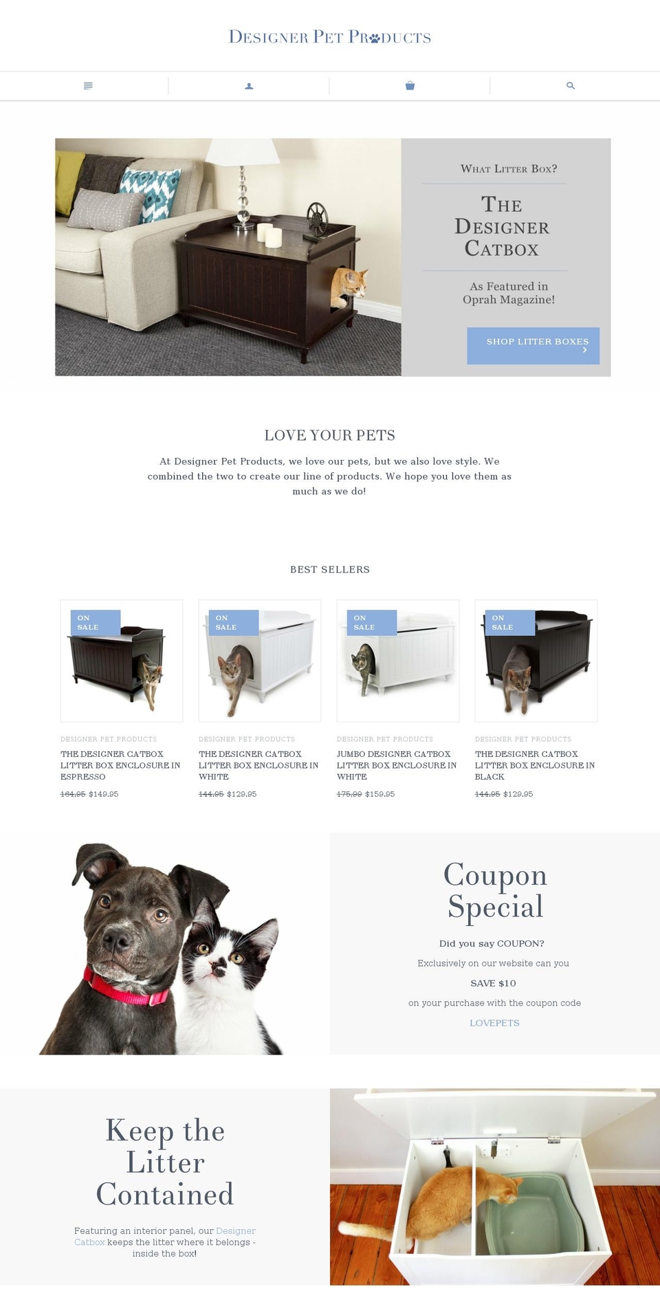 designerpetproducts.com — Shopify storefront screenshot