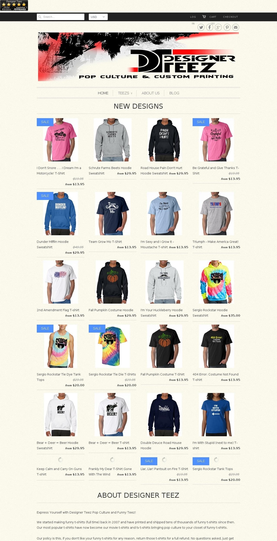 SavedBy Shopify theme site example designerteez.com