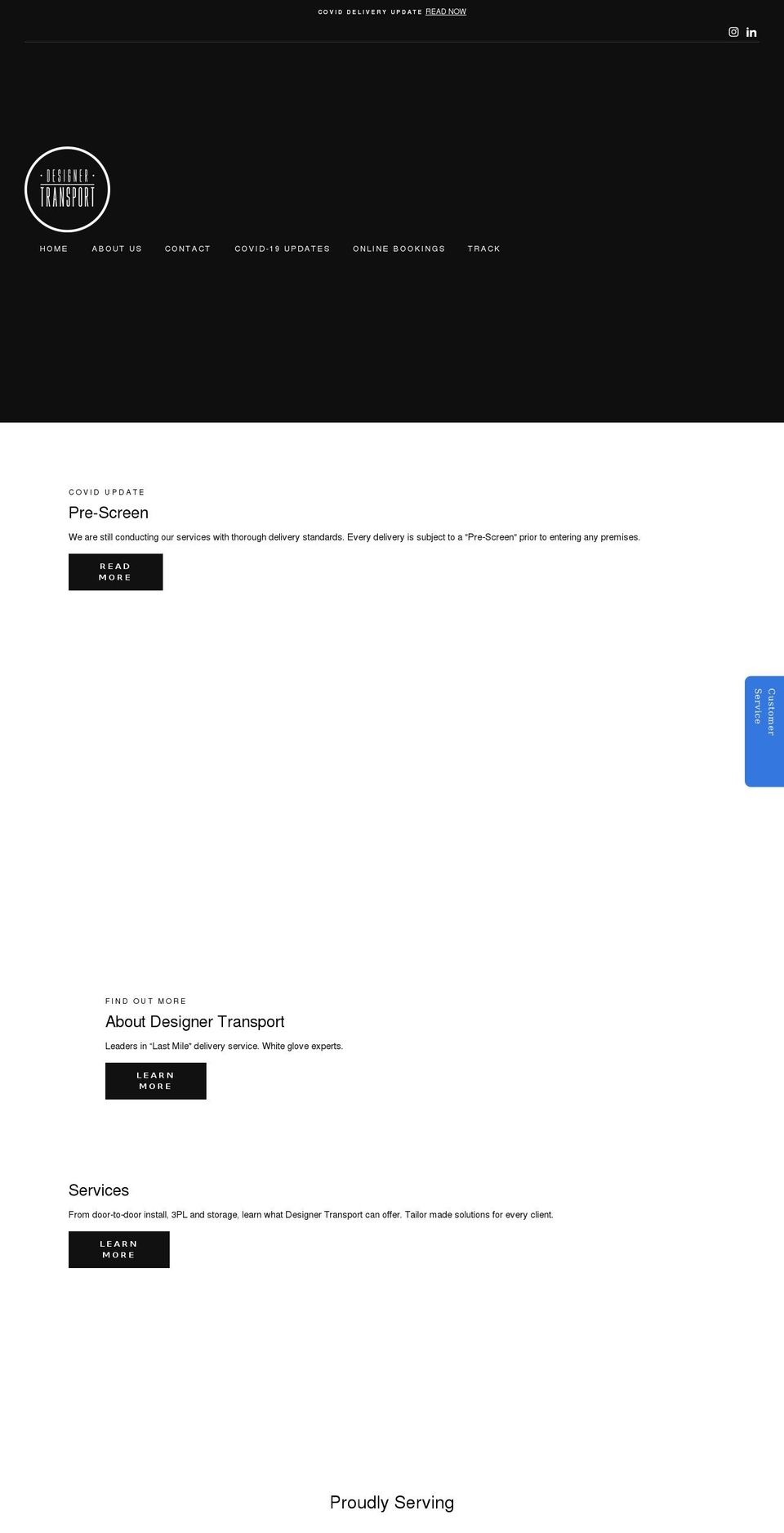 designertransport.com.au shopify website screenshot