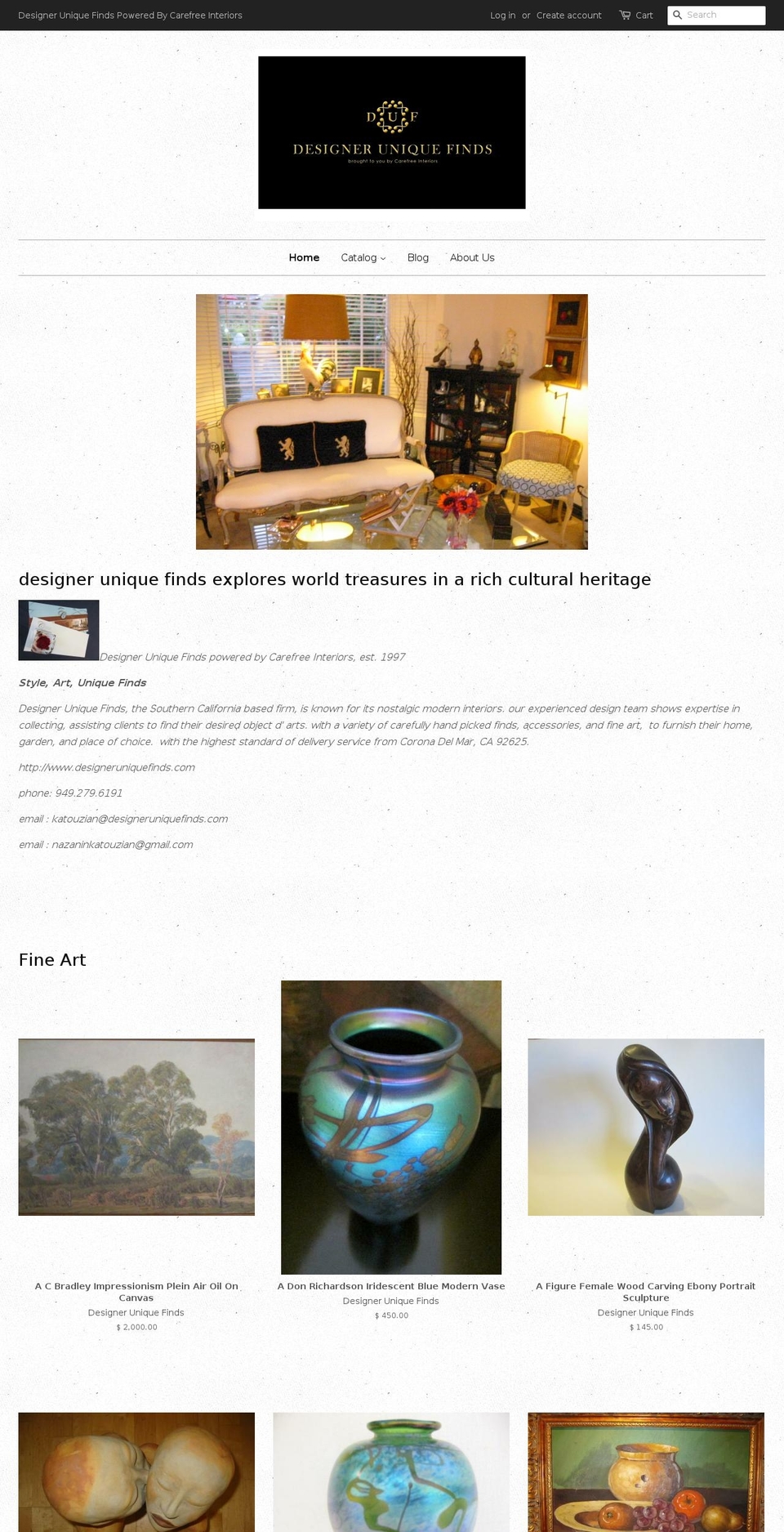 designeruniquefinds.com shopify website screenshot