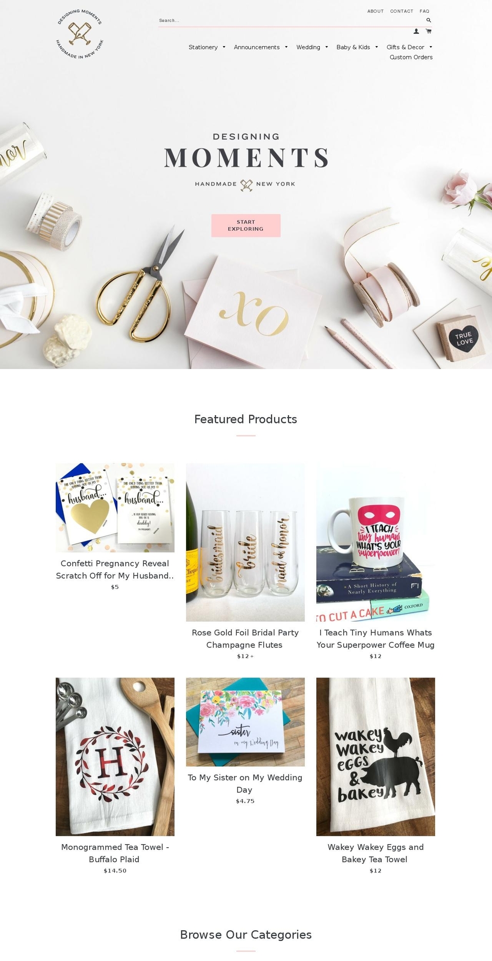 designingmoments.com shopify website screenshot