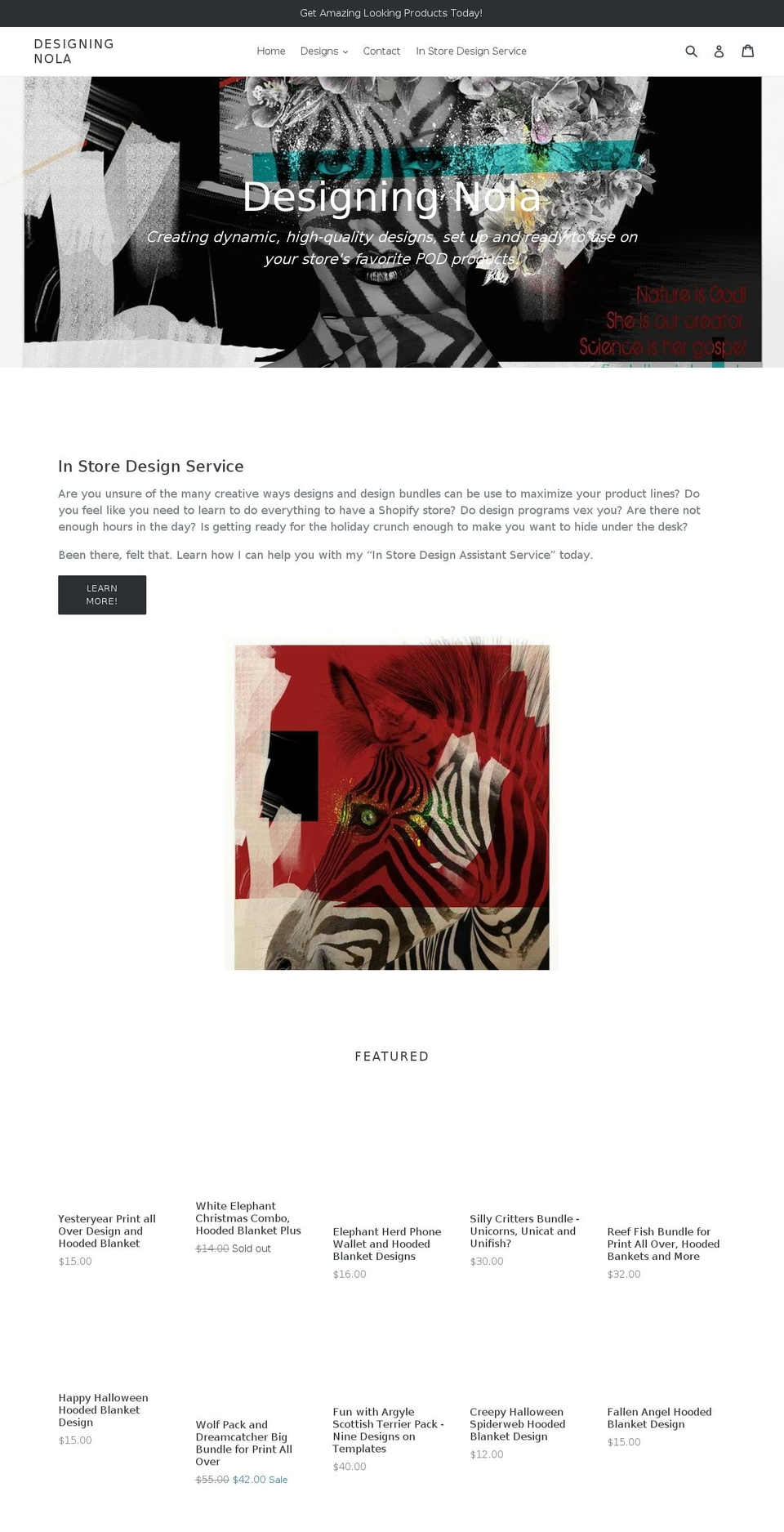 designingnola.com — Shopify storefront screenshot