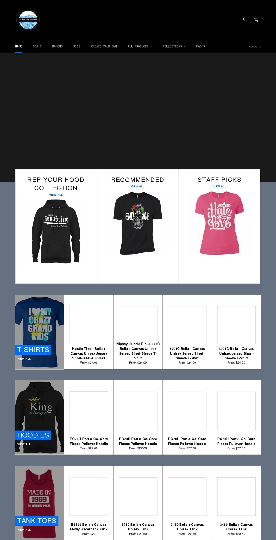 designinkapparel.com shopify website screenshot