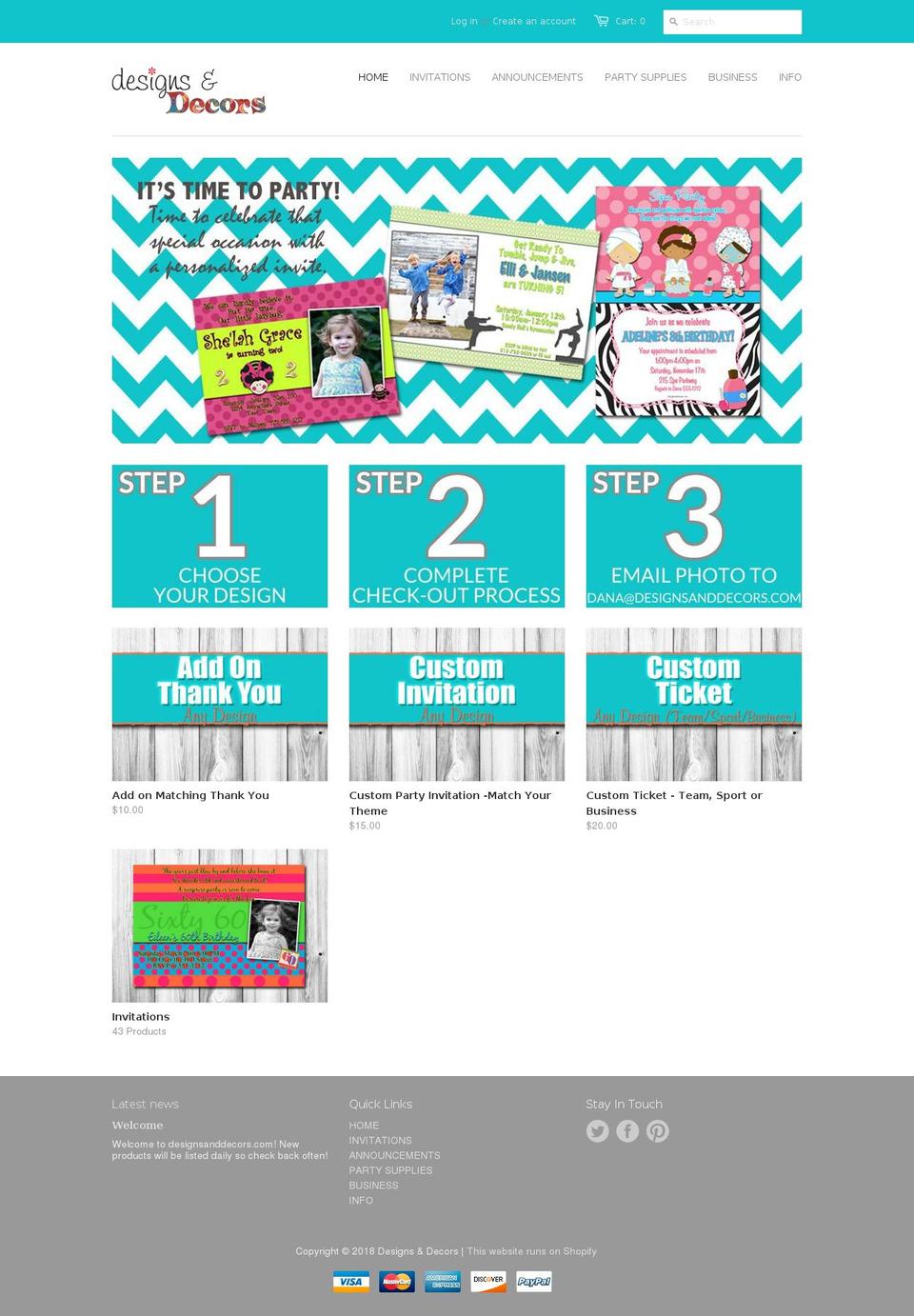 designsanddecors.com — Shopify storefront screenshot