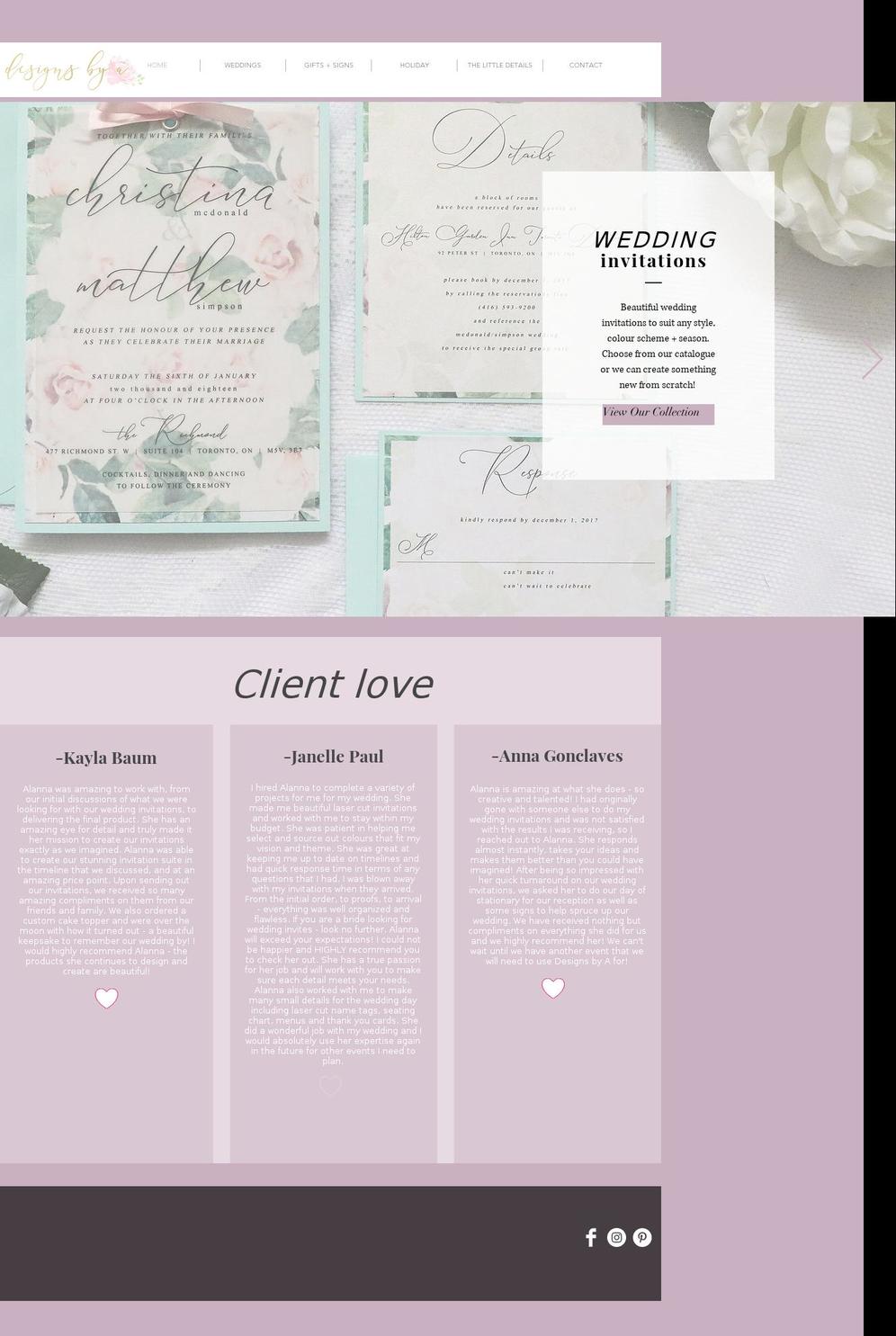 designsbya.ca shopify website screenshot