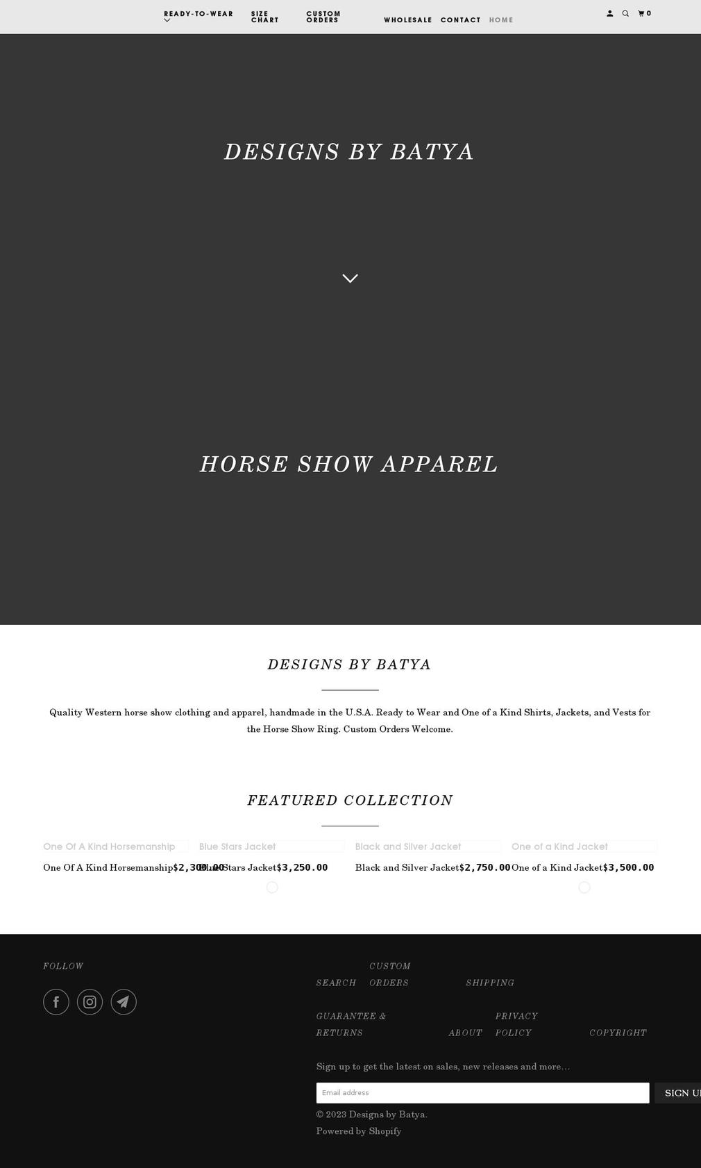 designsbybatya.com shopify website screenshot