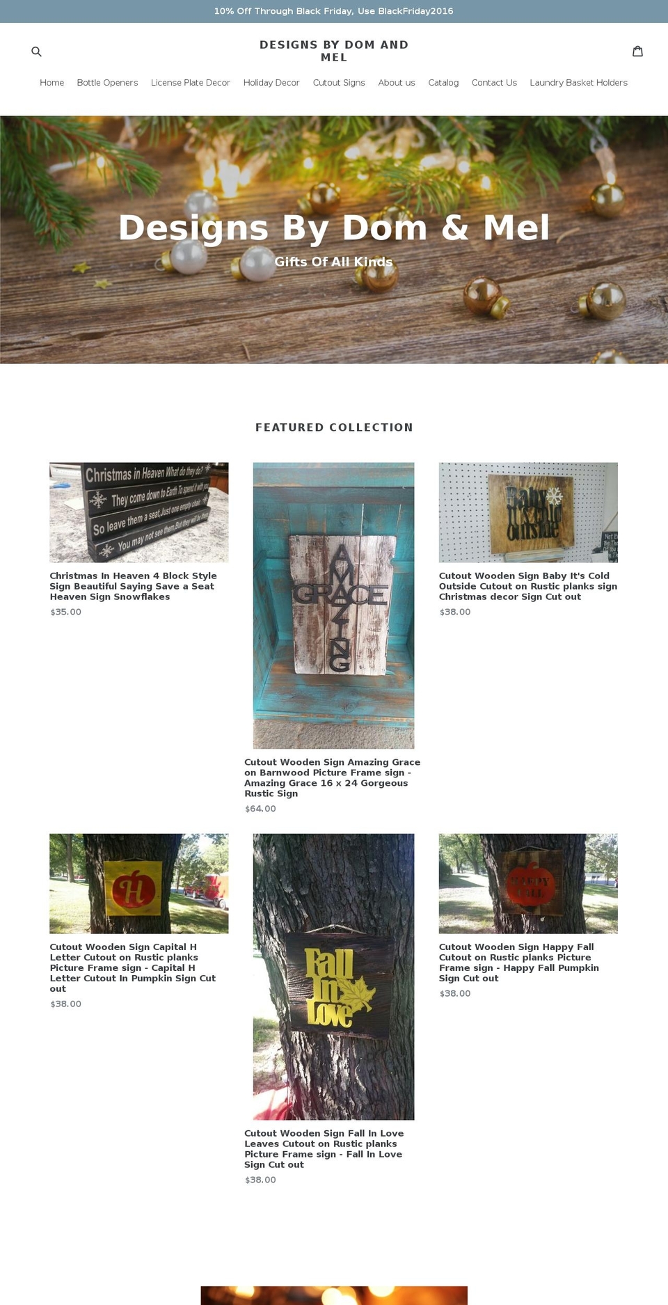 designsbydomandmel.com — Shopify storefront screenshot