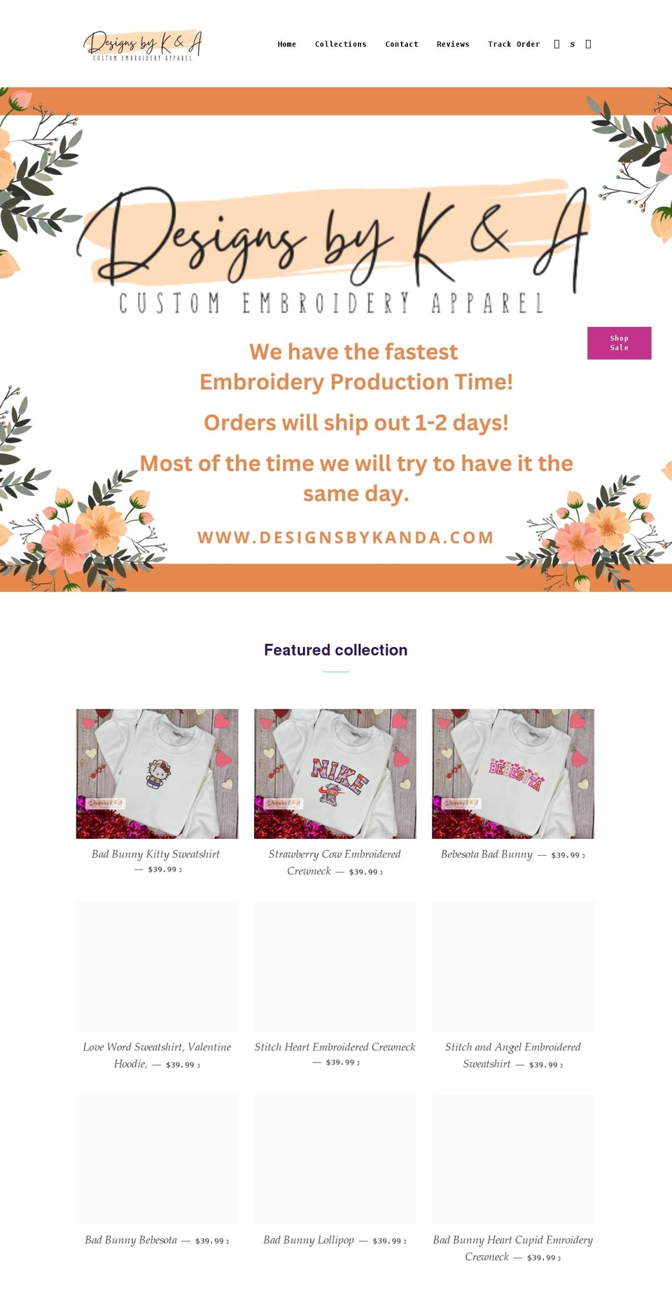 designsbykanda.com shopify website screenshot