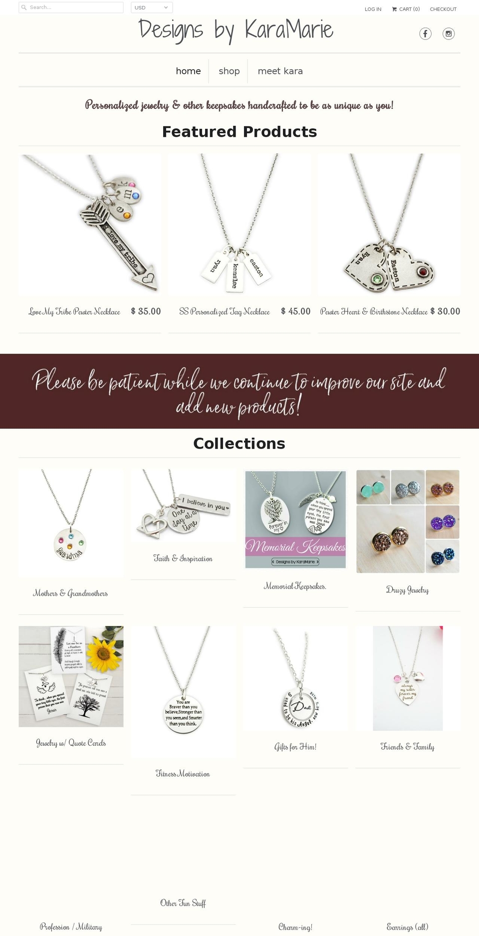 designsbykaramarie.com shopify website screenshot