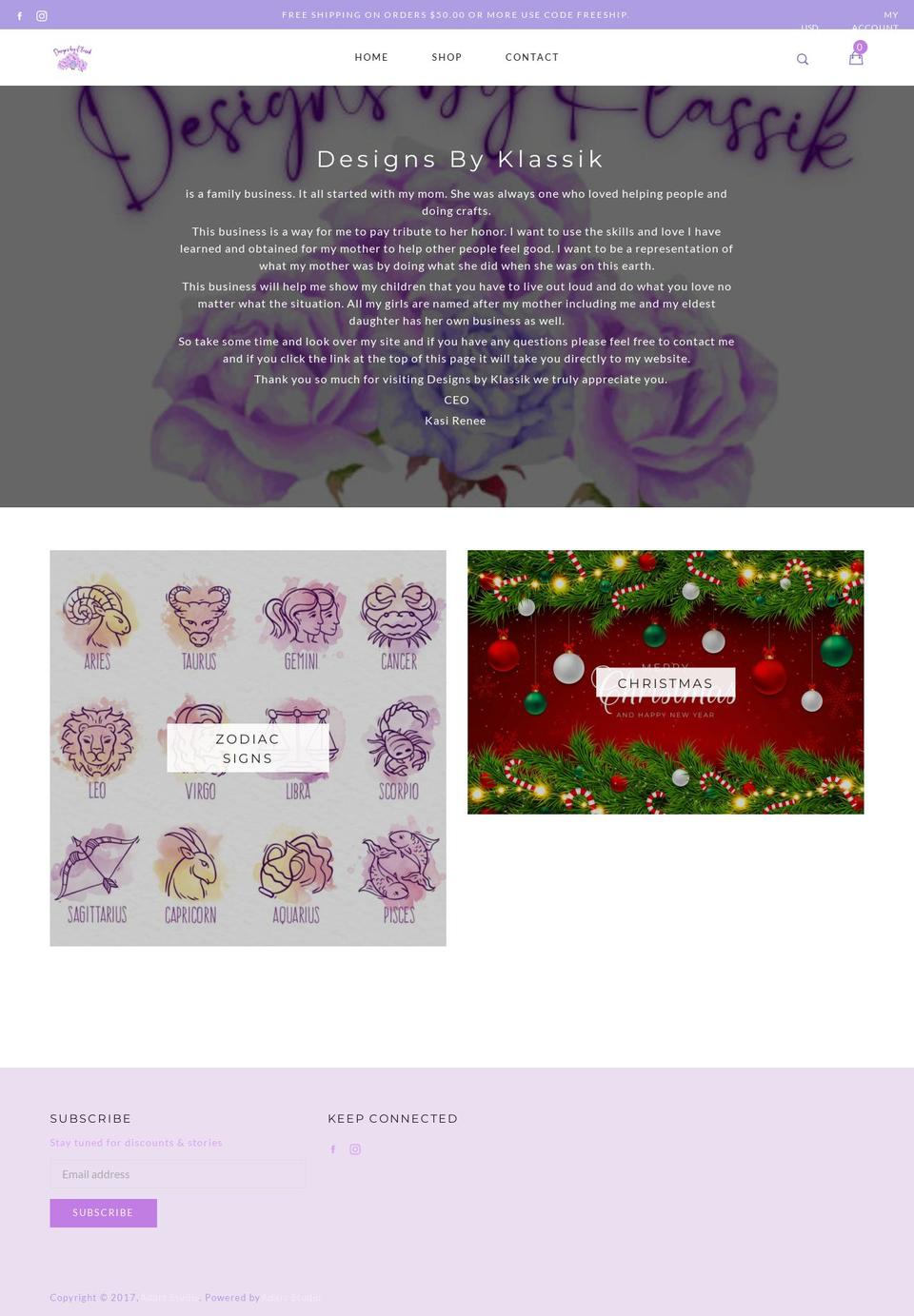 designsbyklassik.com shopify website screenshot