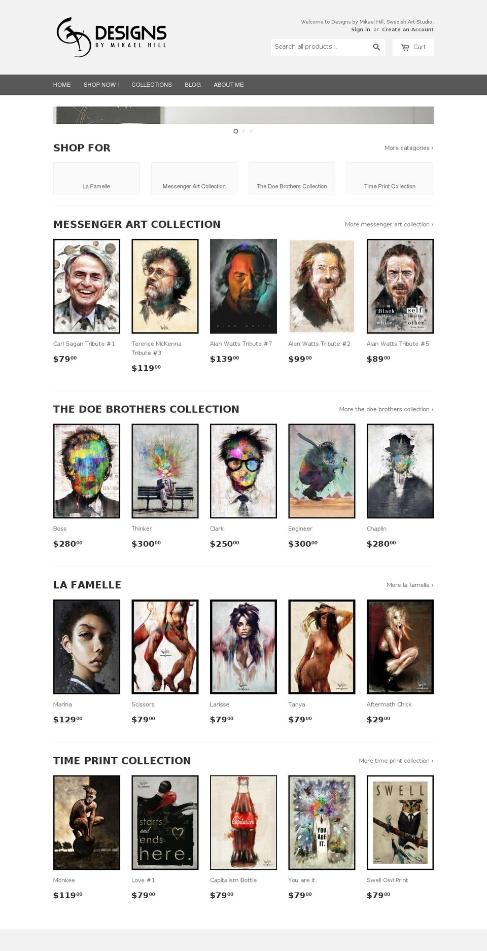 designsbymikaelhill.com shopify website screenshot