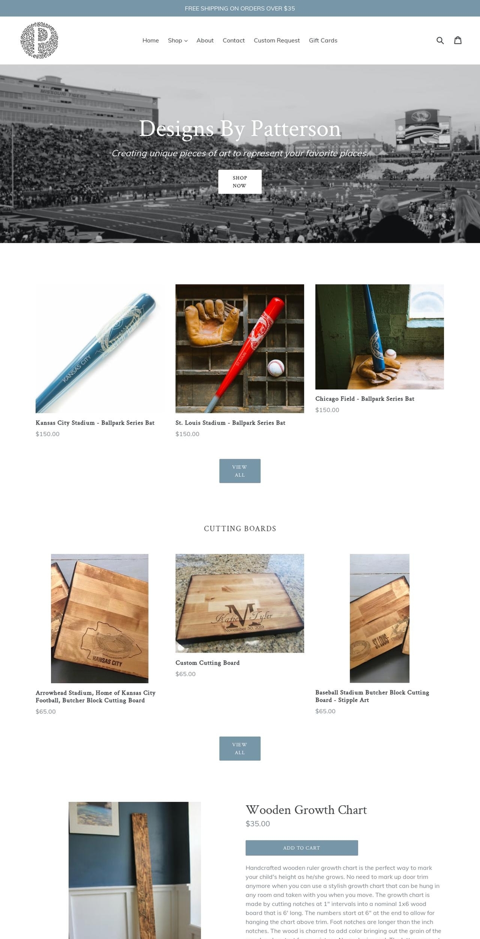 designsbypatterson.com shopify website screenshot