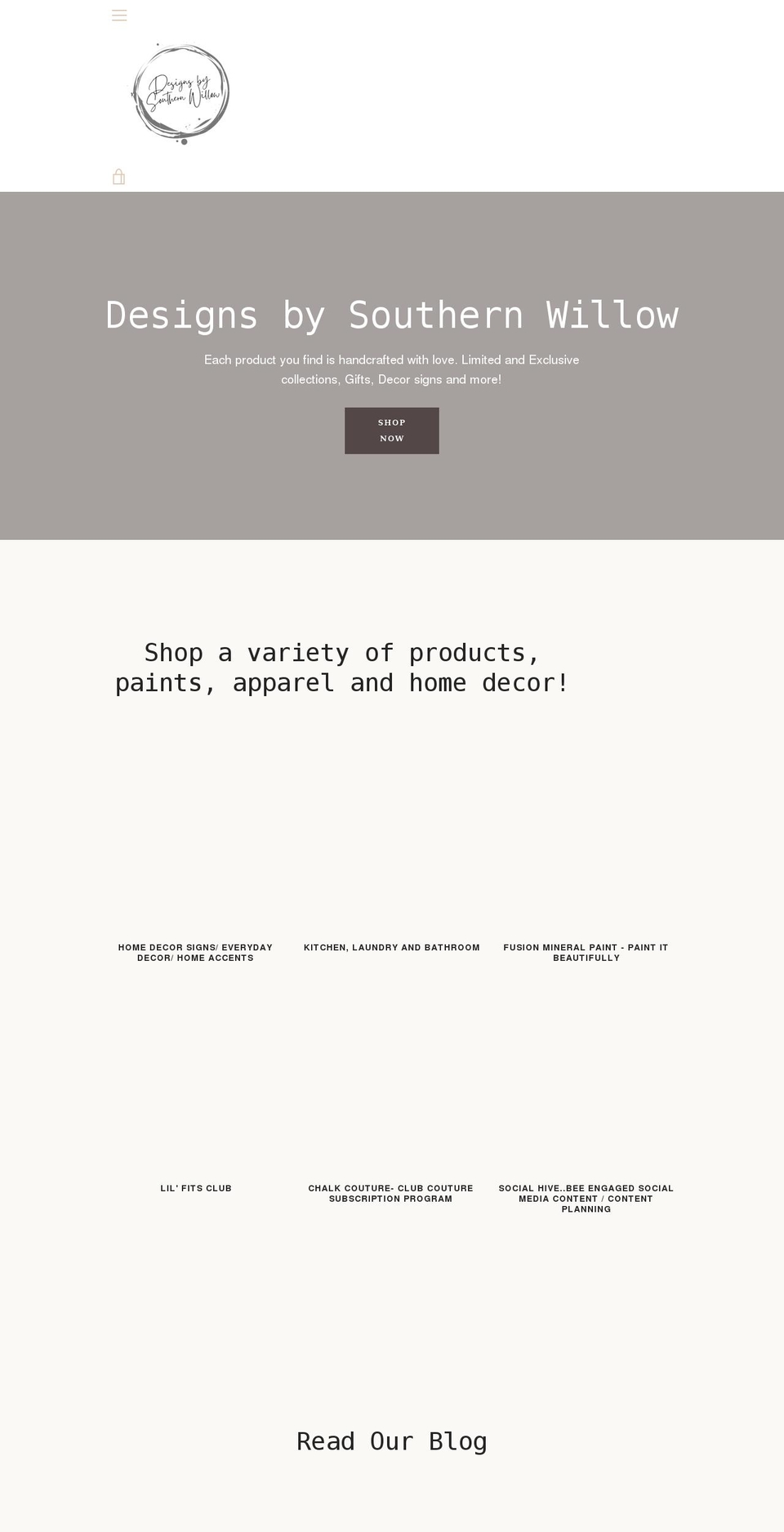 designsbysouthernwillow.com shopify website screenshot