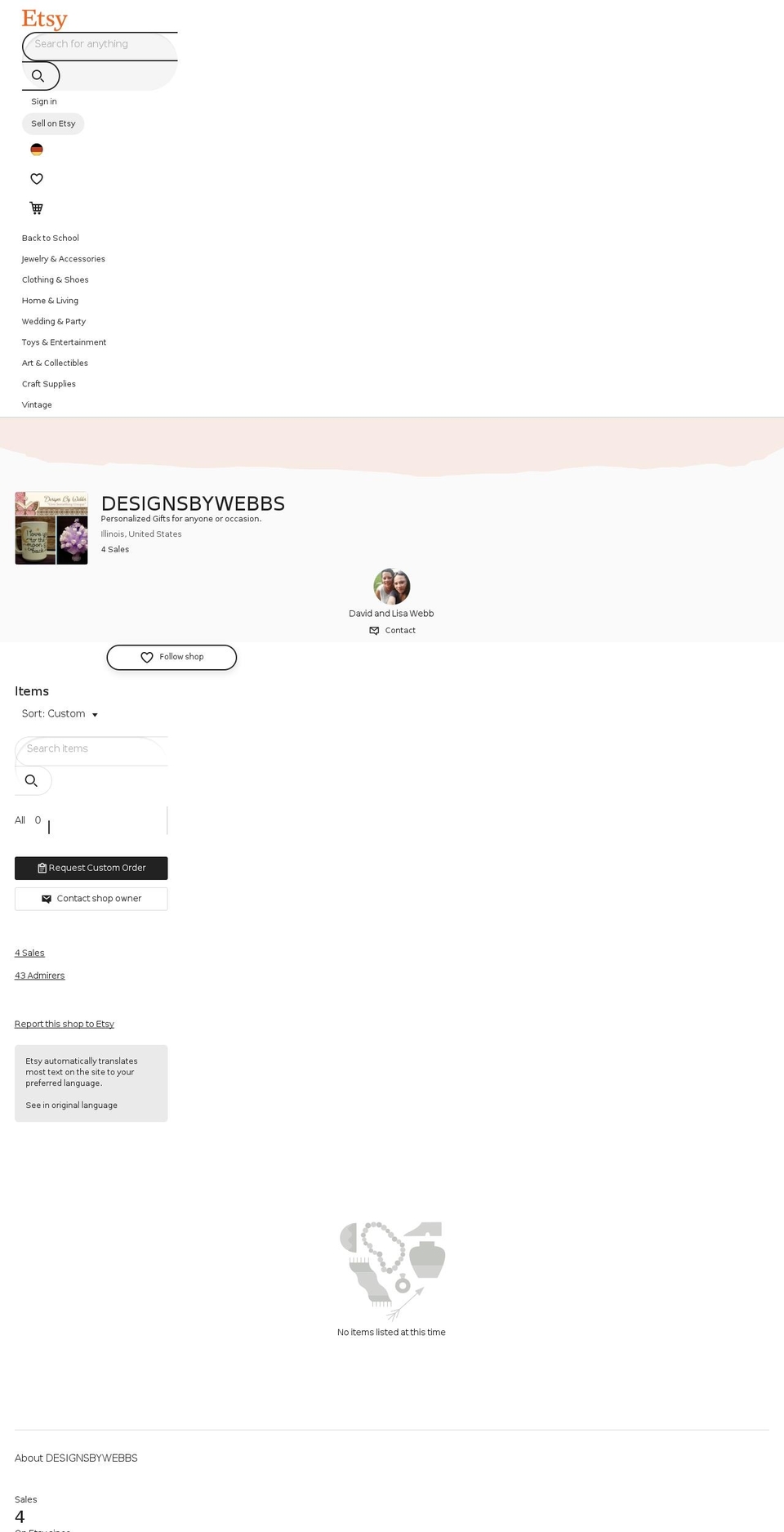 designsbywebbs.com — Shopify storefront screenshot