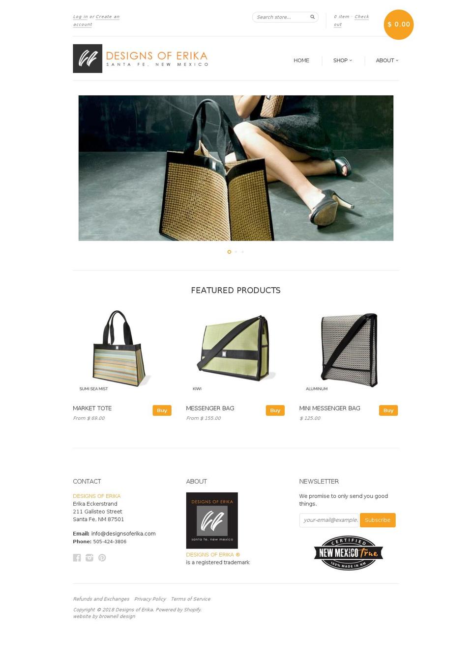 designsoferika.com — Shopify storefront screenshot