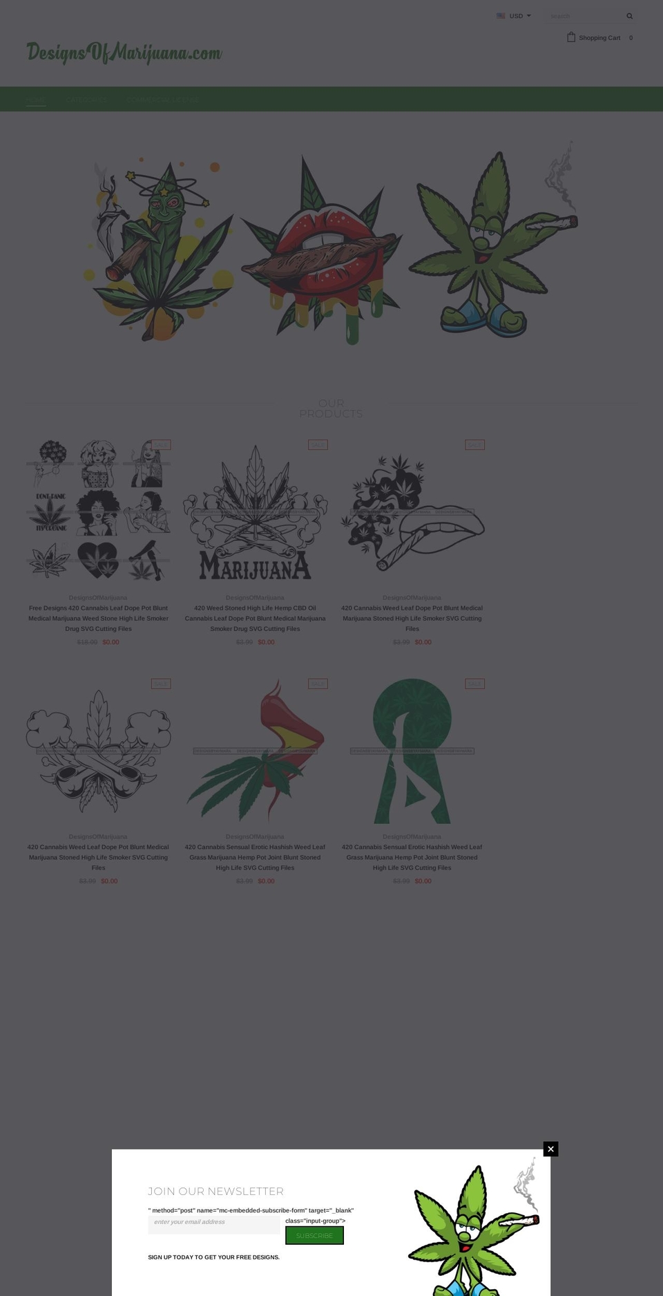 designsofmarijuana.com shopify website screenshot