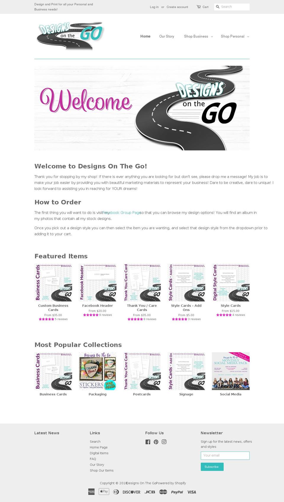 designsonthego.store shopify website screenshot