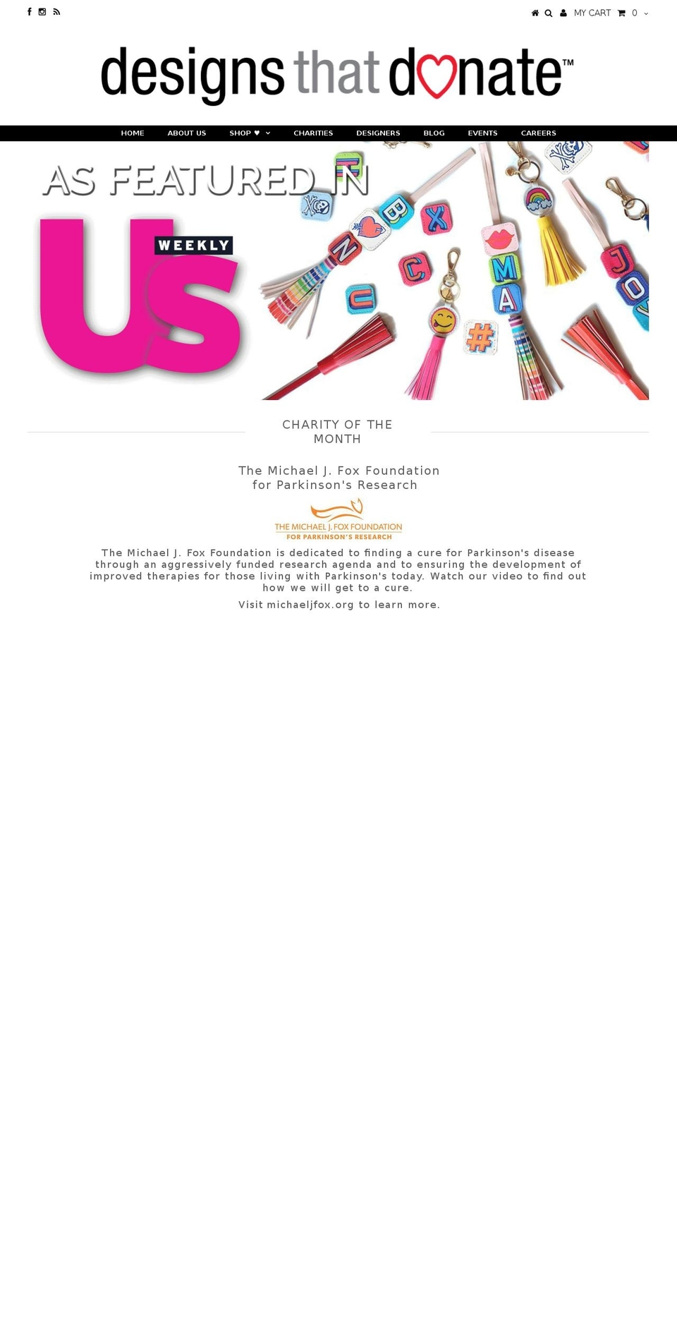 designsthatdonate.com shopify website screenshot