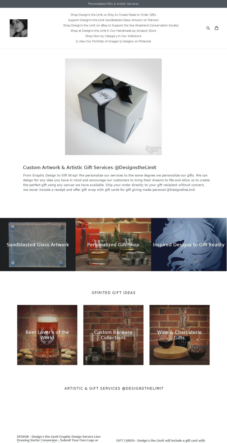 designsthelimit.com — Shopify storefront screenshot