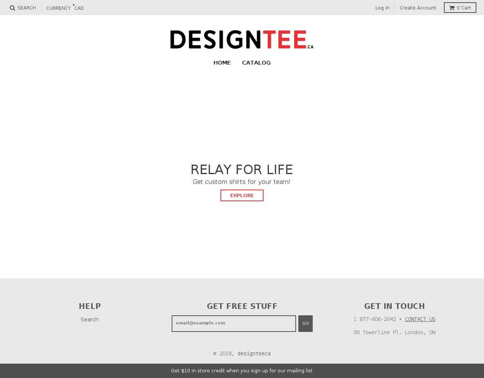 designtee.ca shopify website screenshot