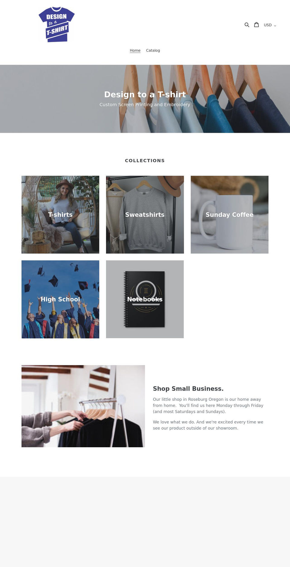 designtoatshirt.com shopify website screenshot