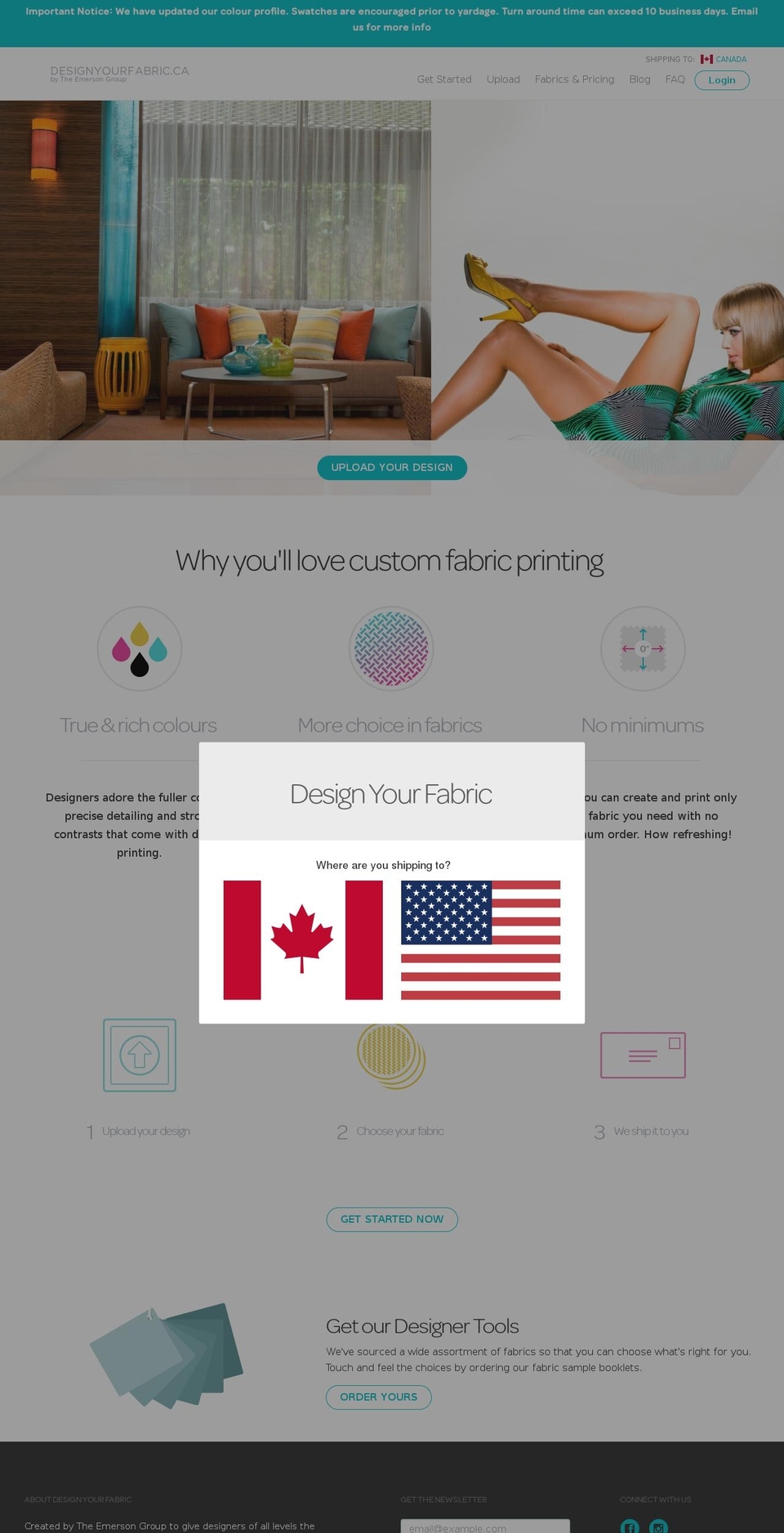 DYF Theme Shopify theme site example designyourfabric.ca
