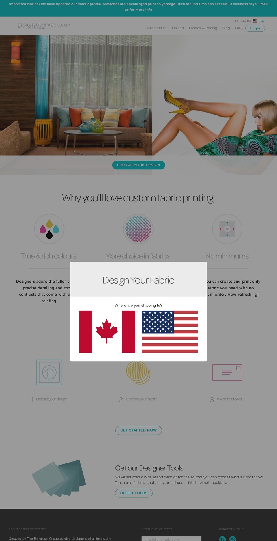DYF Theme Shopify theme site example designyourfabric.com