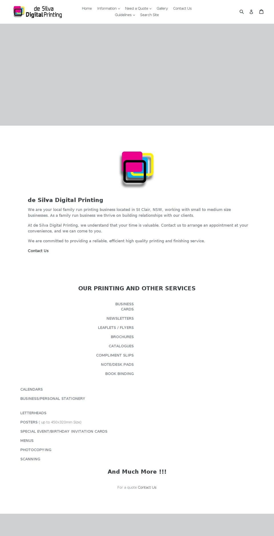 desilvadigitalprinting.com — Shopify storefront screenshot