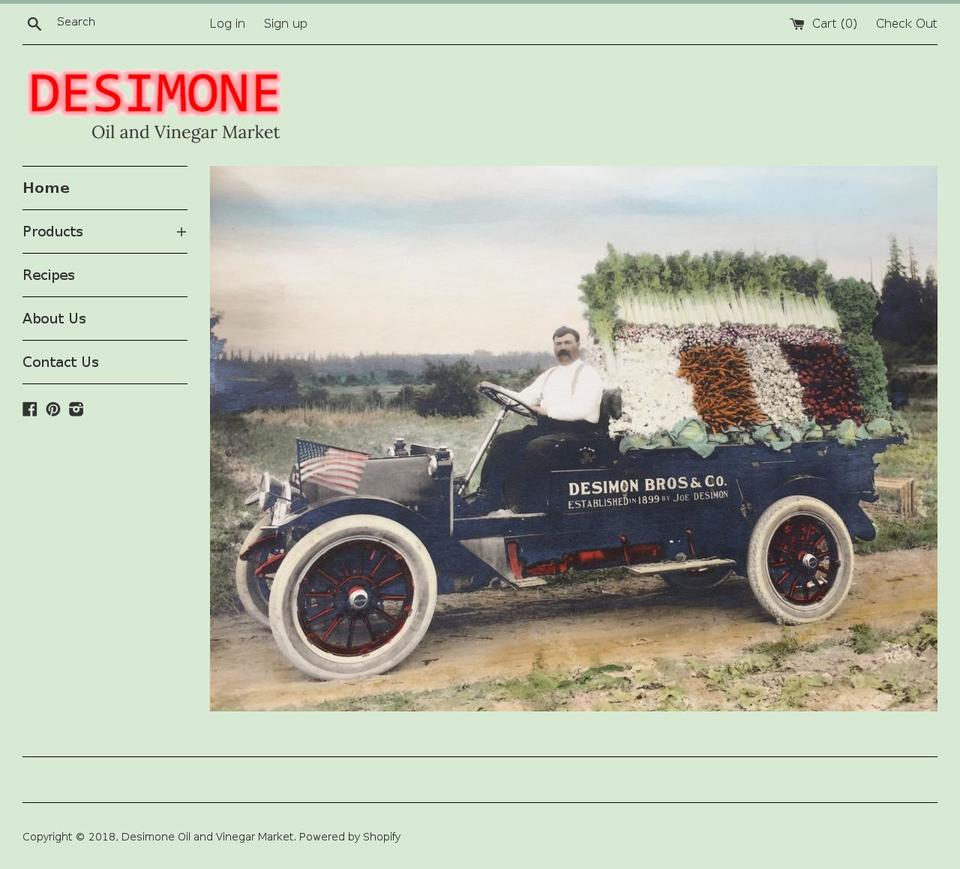 desimoneoilandvinegarmarket.com shopify website screenshot