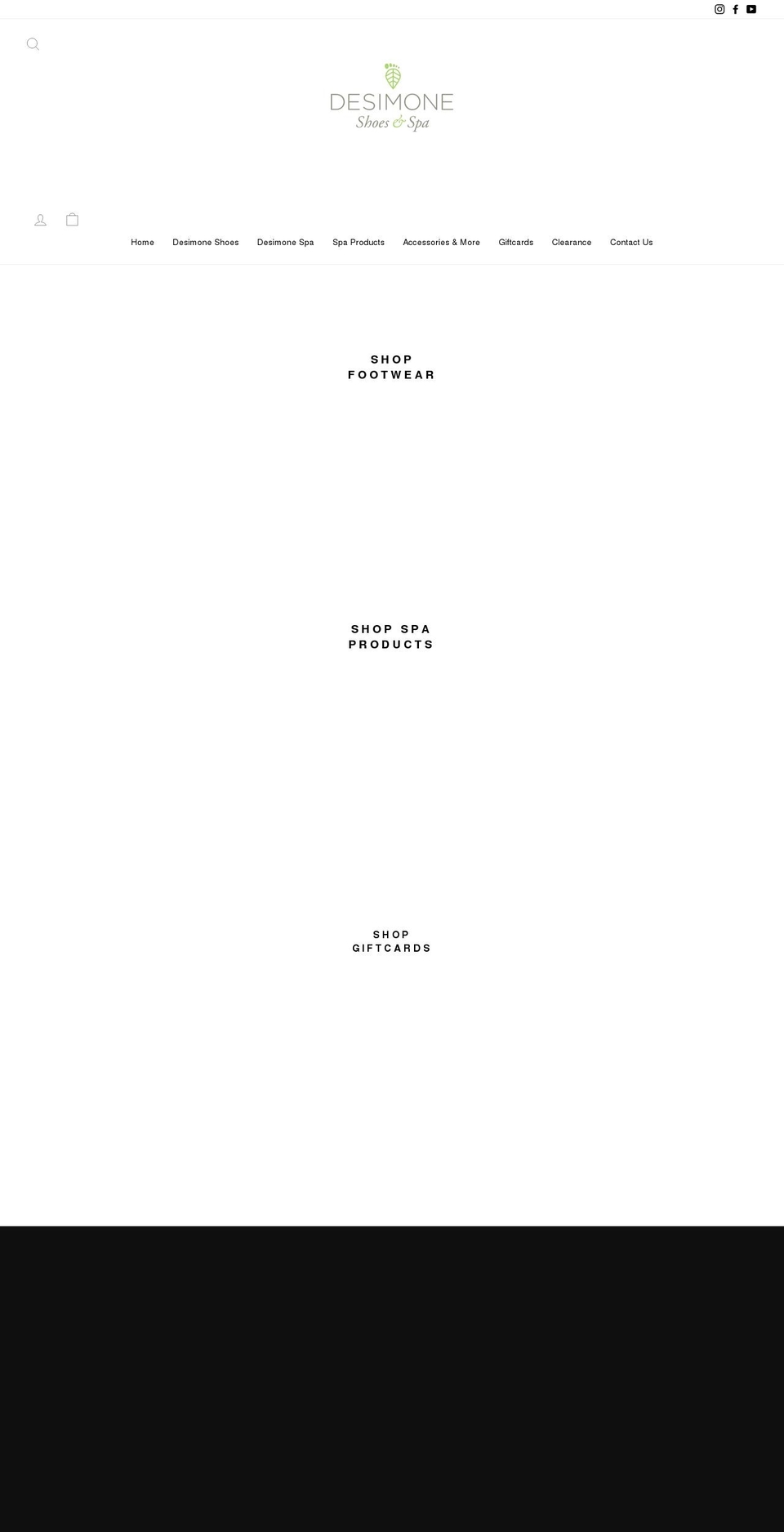 desimoneshoesandspa.com shopify website screenshot