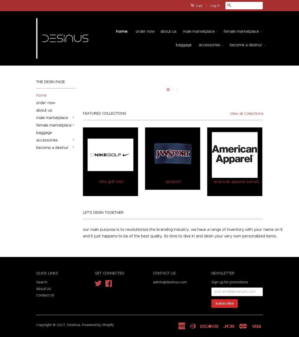 desinus.com shopify website screenshot