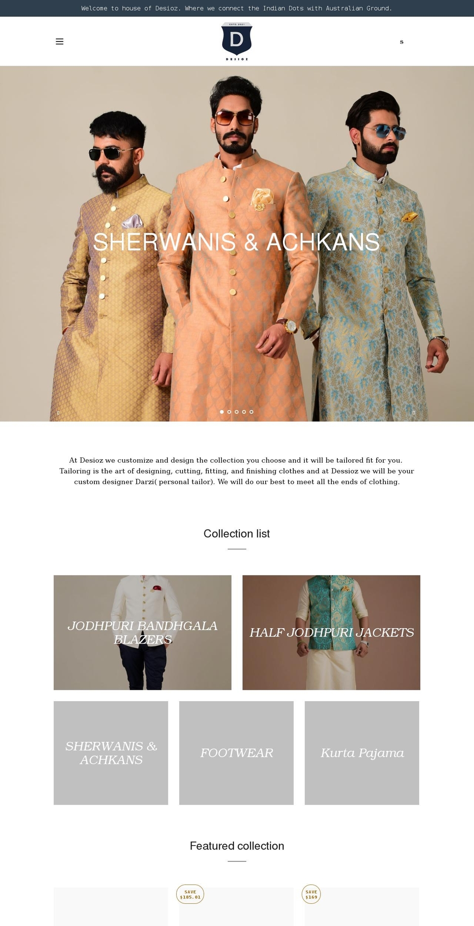 desioz.com shopify website screenshot